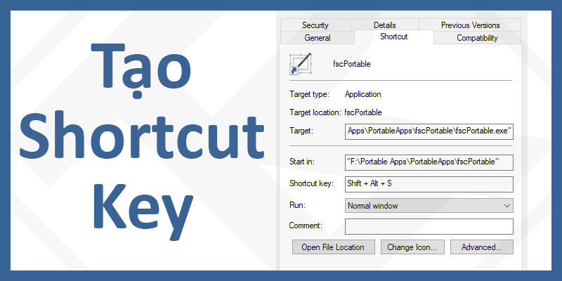 Tạo phím tắt Shortcut key